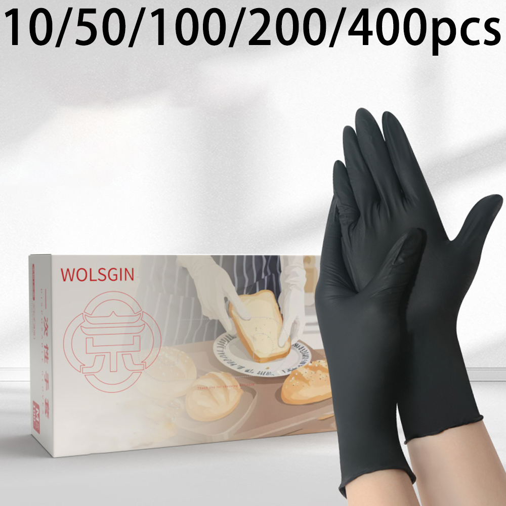 Rubber Glove Cleaning - 10/50/100/200/400 шт. черных одноразовых синтетических нитриловых